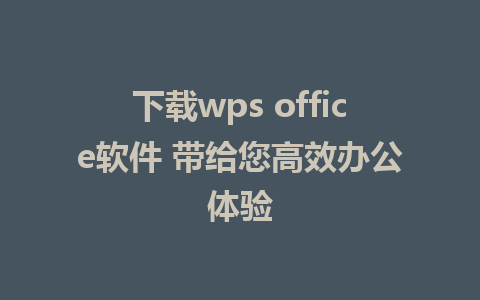 下载wps office软件 带给您高效办公体验