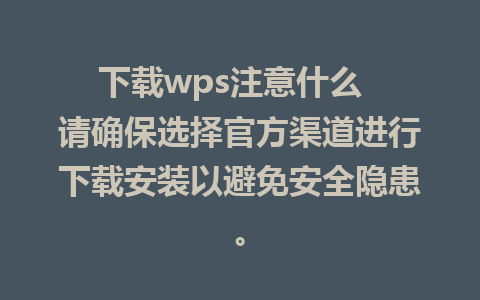 下载wps注意什么  请确保选择官方渠道进行下载安装以避免安全隐患。