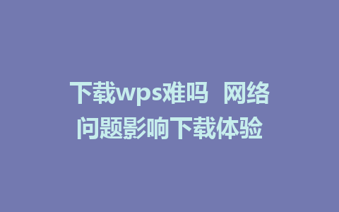 下载wps难吗  网络问题影响下载体验