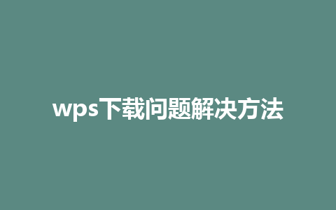 wps下载问题解决方法 