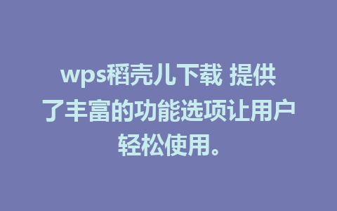 wps稻壳儿下载 提供了丰富的功能选项让用户轻松使用。