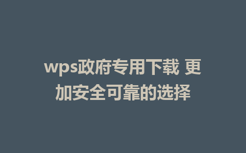 wps政府专用下载 更加安全可靠的选择