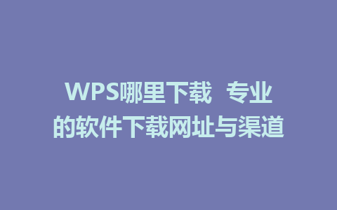 WPS哪里下载  专业的软件下载网址与渠道