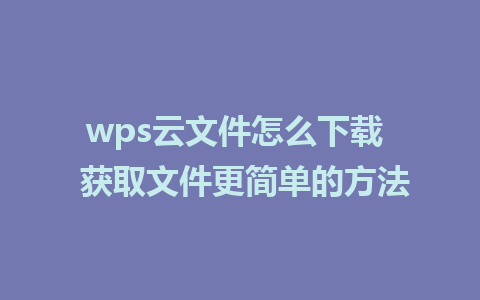 wps云文件怎么下载  获取文件更简单的方法