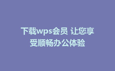 下载wps会员 让您享受顺畅办公体验