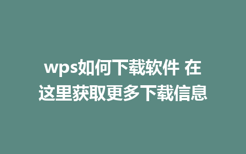 wps如何下载软件 在这里获取更多下载信息