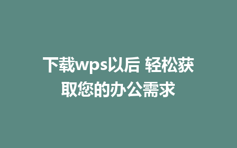 下载wps以后 轻松获取您的办公需求