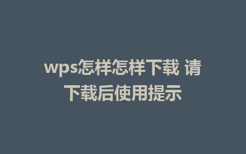 wps怎样怎样下载 请下载后使用提示 