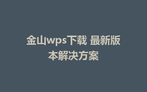 金山wps下载 最新版本解决方案