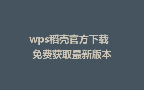 wps稻壳官方下载  免费获取最新版本 