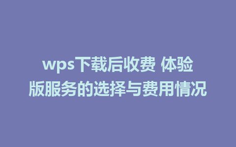 wps下载后收费 体验版服务的选择与费用情况