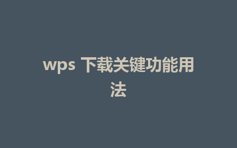 wps 下载关键功能用法