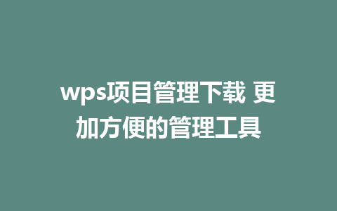 wps项目管理下载 更加方便的管理工具