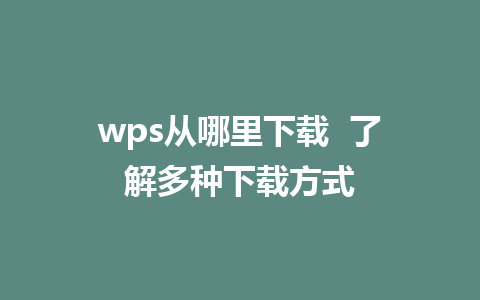 wps从哪里下载  了解多种下载方式