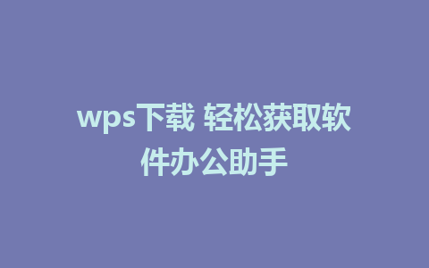 wps下载 轻松获取软件办公助手