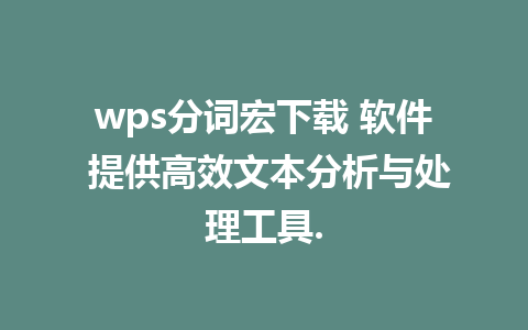 wps分词宏下载 软件 提供高效文本分析与处理工具.