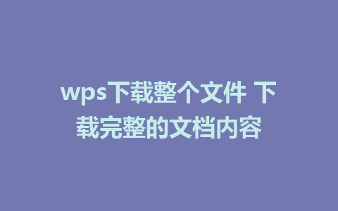 wps下载整个文件 下载完整的文档内容