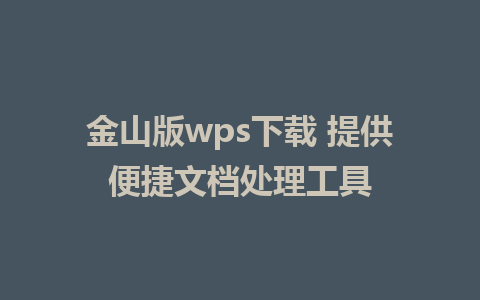 金山版wps下载 提供便捷文档处理工具