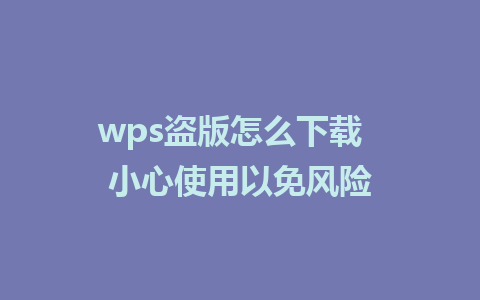 wps盗版怎么下载  小心使用以免风险