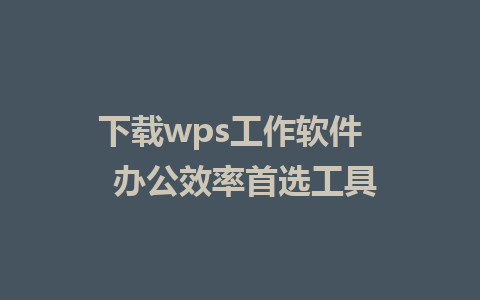 下载wps工作软件   办公效率首选工具