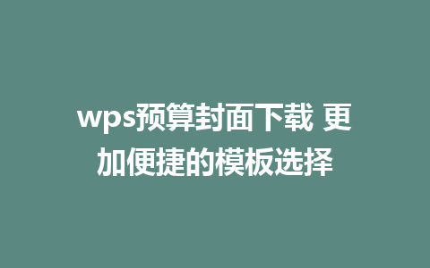 wps预算封面下载 更加便捷的模板选择