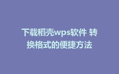 下载稻壳wps软件 转换格式的便捷方法