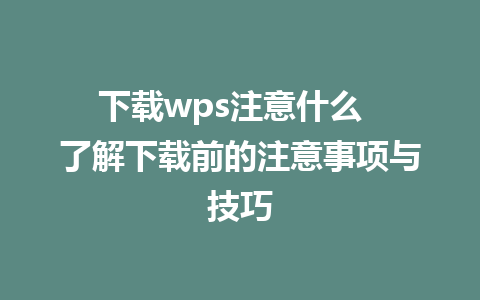 下载wps注意什么  了解下载前的注意事项与技巧