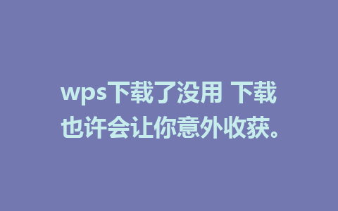 wps下载了没用 下载也许会让你意外收获。