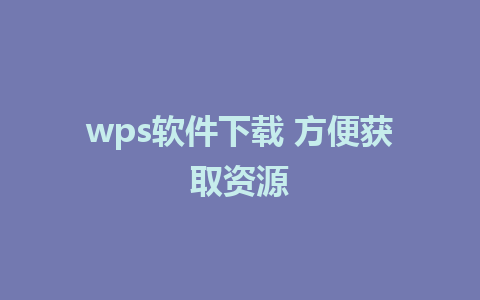 wps软件下载 方便获取资源