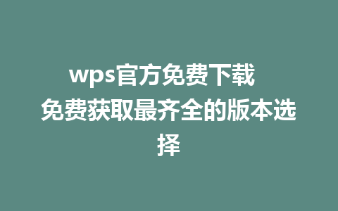 wps官方免费下载  免费获取最齐全的版本选择