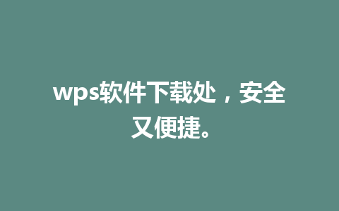 wps软件下载处，安全又便捷。