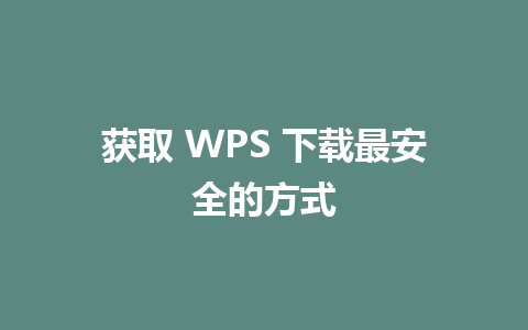 获取 WPS 下载最安全的方式