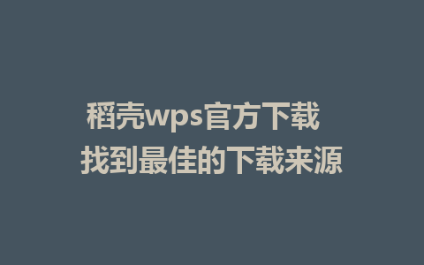 稻壳wps官方下载  找到最佳的下载来源