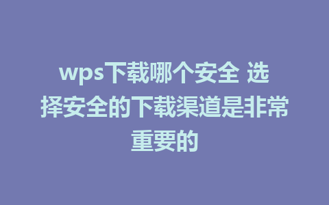 wps下载哪个安全 选择安全的下载渠道是非常重要的