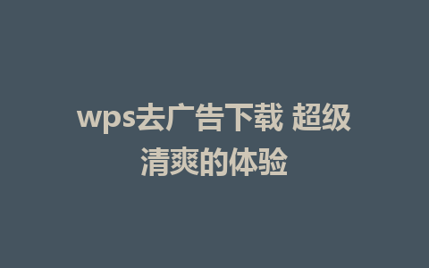 wps去广告下载 超级清爽的体验