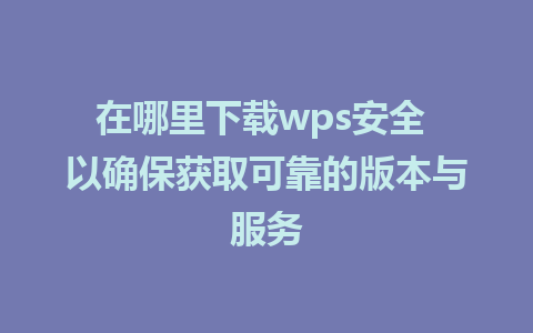 在哪里下载wps安全 以确保获取可靠的版本与服务