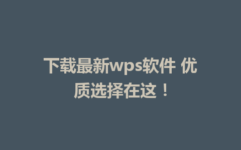 下载最新wps软件 优质选择在这！