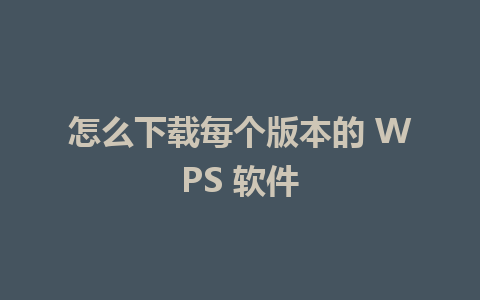 怎么下载每个版本的 WPS 软件