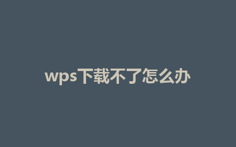 wps下载不了怎么办