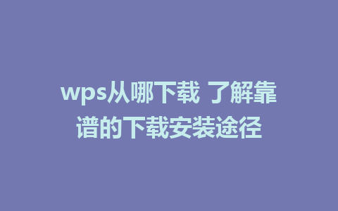 wps从哪下载 了解靠谱的下载安装途径