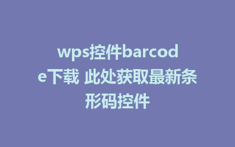 wps控件barcode下载 此处获取最新条形码控件